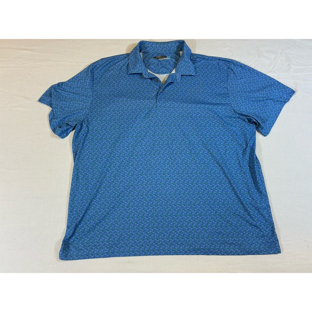 Roundtree & Yorke Performance Polo Shirt XXL Blue Bird Print‎ Short Sleeve
